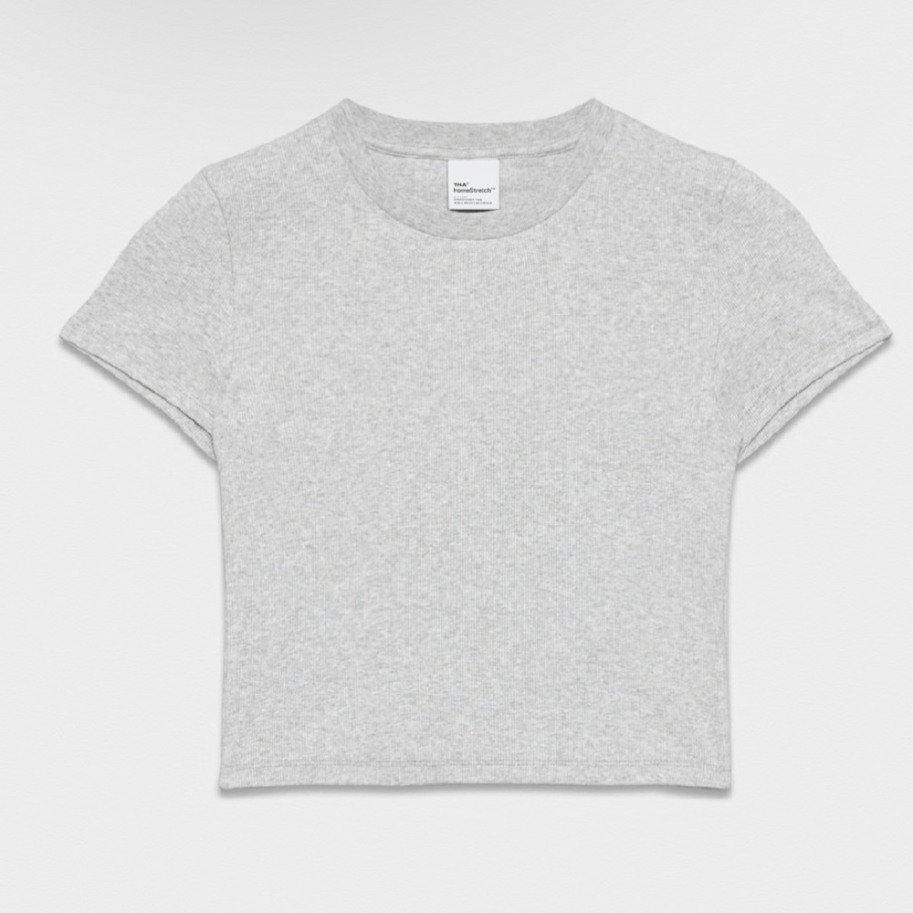 Aritzia TNA Grey HomeStretch Rib Crew Waist T-Shirt